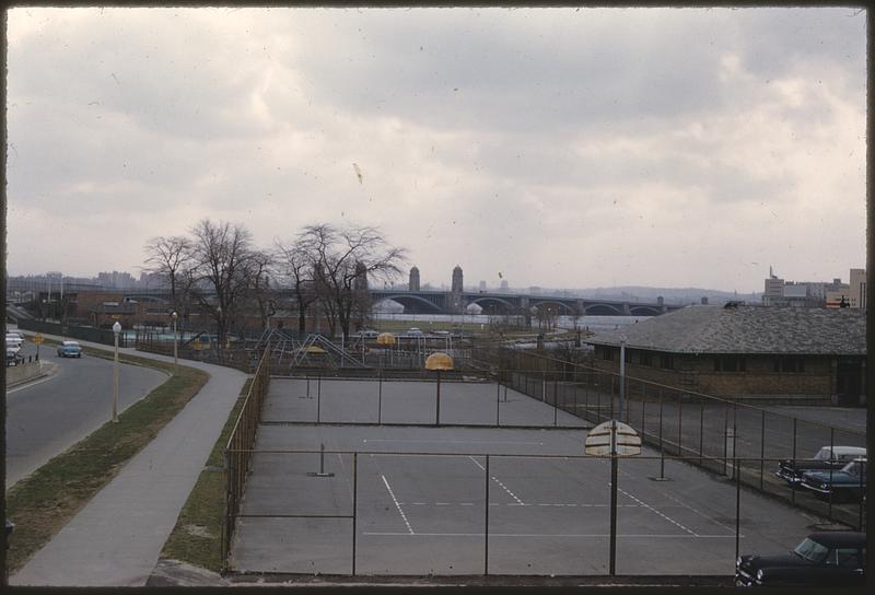 Basketball court at Charles Bank Playground, Boston