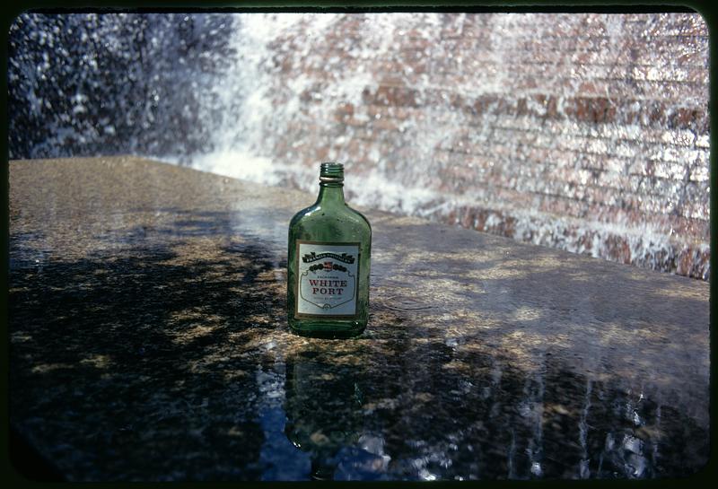 Port bottle in Boston City Hall Plaza fountain