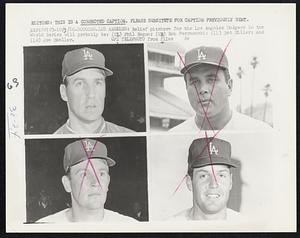 Dodgers-Los Angeles: Relief pitchers for the Los Angeles Dodgers in the World Series will probably be: (UL) Phil Regan; (UR) Ron Perranoski; (LL) Bob Miller; and (LR) Joe Moeller.