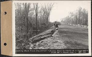 Contract No. 60, Access Roads to Shaft 12, Quabbin Aqueduct, Hardwick and Greenwich, looking back from Sta. 64+25, Greenwich and Hardwick, Mass., Sep. 28, 1938