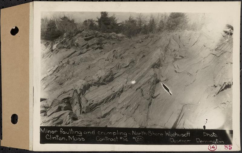 Contract No. 14, East Portion, Wachusett-Coldbrook Tunnel, West Boylston, Holden, Rutland, minor faulting and crumpling, north shore Wachusett Reservoir, Clinton, Mass., Mar. 19, 1930