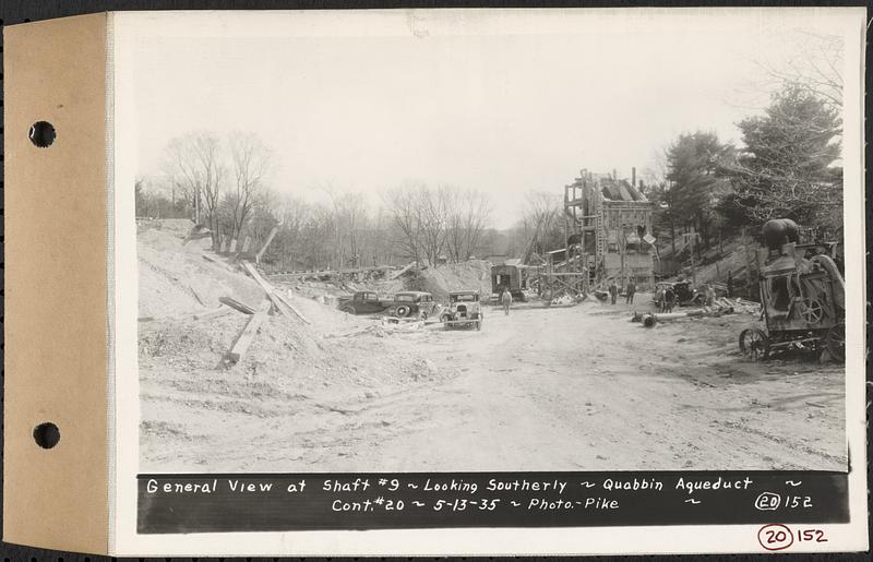 Contract No. 20, Coldbrook-Swift Tunnel, Barre, Hardwick, Greenwich, general view at Shaft 9, looking southerly, Quabbin Aqueduct, Barre, Mass., May 13, 1935