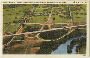 Aerial view of Carlisle Interchange and by-pass on Pennsylvania Turnpike