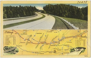 Pennsylvania's new super-highway, built largely on the abandoned South Penn Railroad grades and tunnels of 55 years ago, is the longest four-lane divided highway in the United States. It is a high speed, all weather road with every latest safety feature and is deservedly popular because it is a time and money saver.