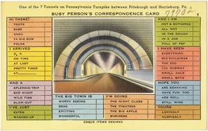 One of the 7 tunnels on Pennsylvania Turnpike between Pittsburg and Harrisburg, Pa.