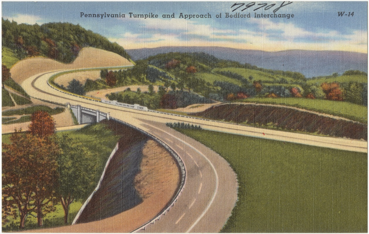 Pennsylvania Turnpike and approach of Belford Interchange