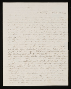 Letter from Eliza T. Loud, Secty, South Weymouth Female Anti-slavery Society to Mrs. Hannah Cranch Bond Fifield, 1837 Aug 17