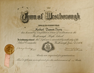 High School Diploma of Herbert Damon Berry