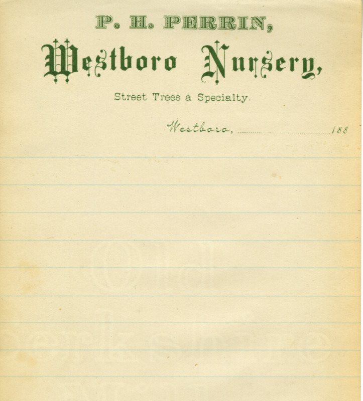 P. H. Perrin Westboro Nursery receipt