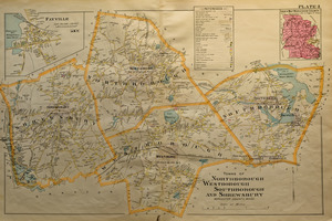 Map of the towns of Northborough, Westborough, Southborough, and Shrewsbury