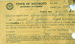 Plumbing permit for Joseph H. Sullivan