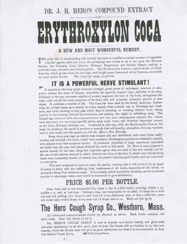 "Dr. J. H. Hero's Compound Extract Erythroxylon Coca"