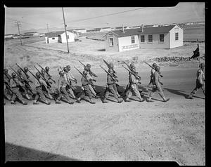 Soldiers marching in formation