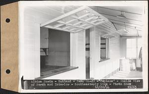 Albina Morin, "Poplars" inside view of porch and interior, southeasterly side, Rutland, Mass., Dec. 20, 1944