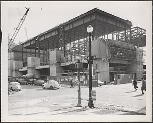 Construction of Boylston Building, Boston Public Library, view of site from across Boylston Street
