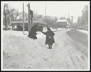 Ladys Struggle Over Snow