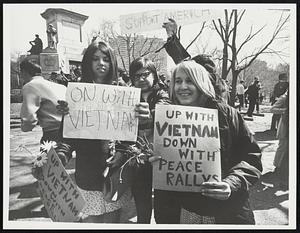 These unidentified girls were in the minority during draft resistance rally on Boston Common.
