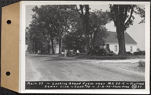 Contract No. 70, WPA Sewer Construction, Rutland, Main Street, looking ahead from near manhole 22C, Rutland Sewer Line, Rutland, Mass., Jul. 9, 1940
