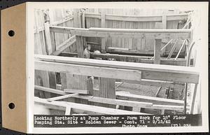 Contract No. 71, WPA Sewer Construction, Holden, looking northerly at pump chamber, form work for 18 in. floor pumping station site, Holden Sewer, Holden, Mass., Sep. 15, 1942