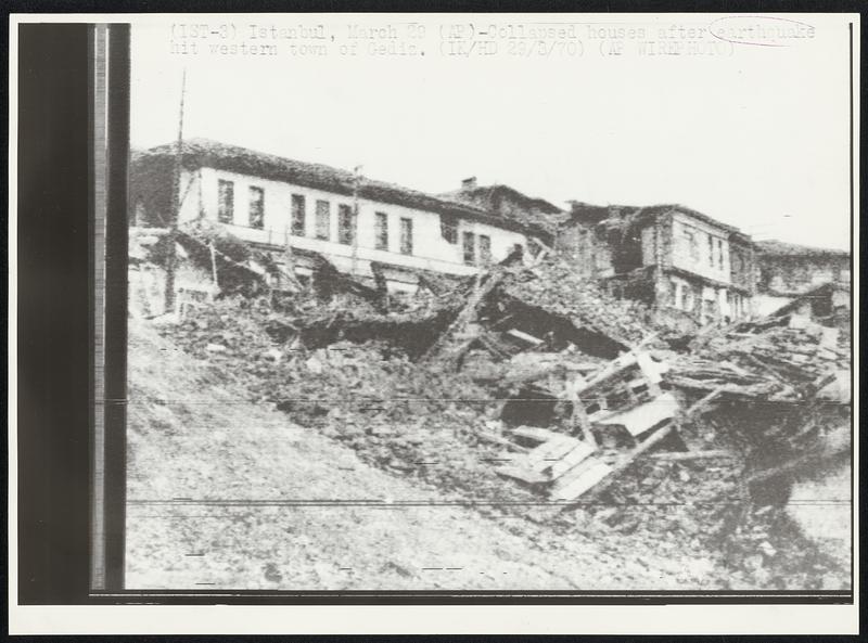 Collapsed houses after earthquake hit western town of Gediz.