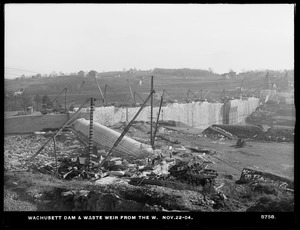 Wachusett Dam, dam and waste weir, from the west, Clinton, Mass., Nov. 22, 1904