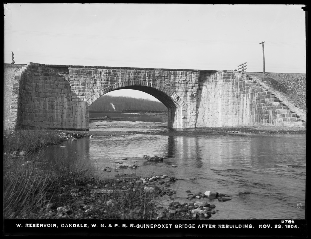 Wachusett Reservoir, Worcester, Nashua & Portland Railroad bridge over ...
