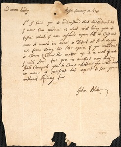 Threat of John Blake to Aaron Hardy, 1740