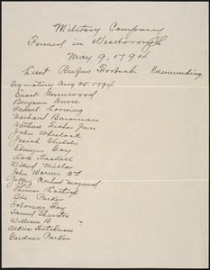 Copy of 1794 Militia List, by Charles H. Reed, n.d.