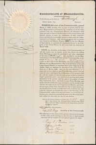 Warrants from the Governor to Select Representatives to Congress, 1833-1846