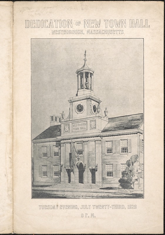 Dedication of New Town Hall Program, 1929