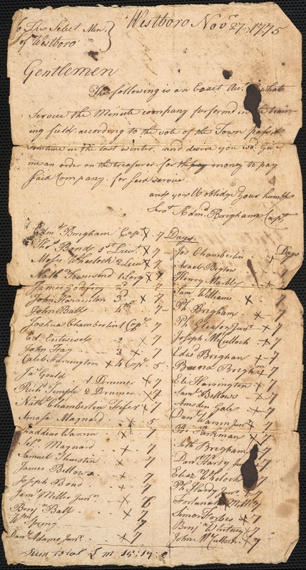 Account of Service By Members of the Minute Company 1775 Digital