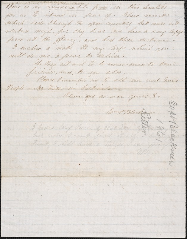 Letter from Capt. William P. Blackmer, Harper’s Ferry, 10/4/1861