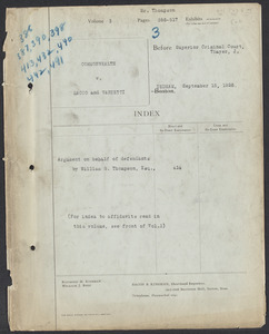 Sacco-Vanzetti Case Records, 1920-1928. Defense Papers. Hearing on Motion for New Trial, September 15, 1926. Box 20, Folder 3, Harvard Law School Library, Historical & Special Collections