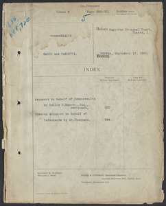 Sacco-Vanzetti Case Records, 1920-1928. Defense Papers. Hearing on Motion for New Trial, September 17, 1926. Box 20, Folder 5, Harvard Law School Library, Historical & Special Collections