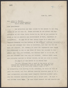 Sacco-Vanzetti Case Records, 1920-1928. Defense Papers. Letter to Gov. Fuller from W.G. Thompson and H.B. Ehrmann, June 21, 1927. Box 20, Folder 5, Harvard Law School Library, Historical & Special Collections