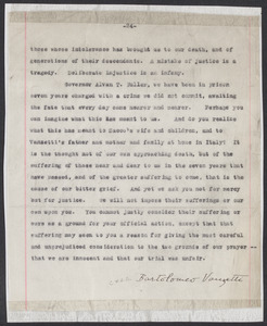 Sacco-Vanzetti Case Records, 1920-1928. Defense Papers. Letter to Gov. Fuller from Vanzetti (signed fragment), 1927. Box 20, Folder 7, Harvard Law School Library, Historical & Special Collections