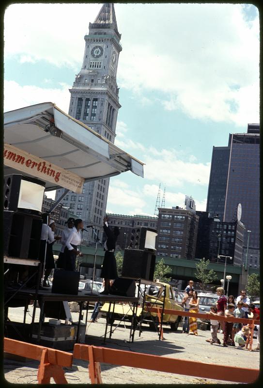 Summerthing performance, Custom House Tower in background