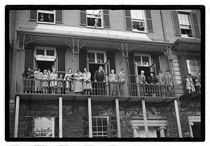 People standing on a balcony
