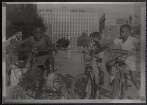 Group of boys riding bikes