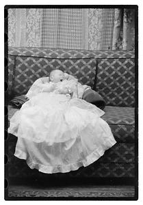 Unidentified baby, possibly in a christening gown