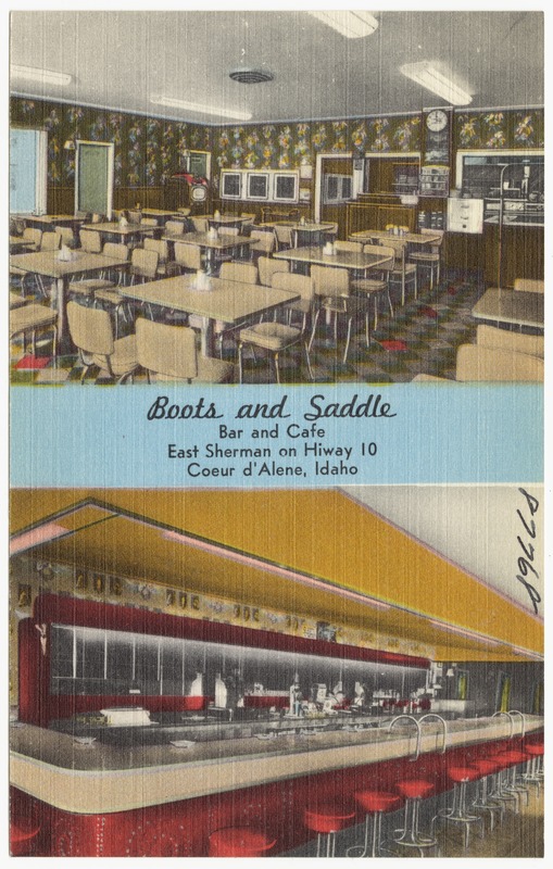 Boots and Saddle, bar and café, East Sherman on Hiway 10, Coeur d'Alene, Idaho