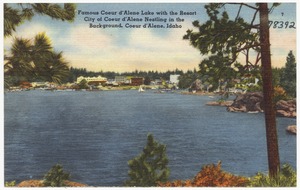 Famous Coeur d'Alene Lake with the resort city of Coeur d'Alene in the background, Coeur d'Alene, Idaho