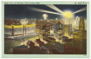 Night view of Chicago's Merchandise Mart