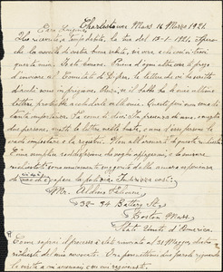 Bartolomeo Vanzetti autographed letter signed to Luigia Vanzetti, [Charlestown], 16 March 1921