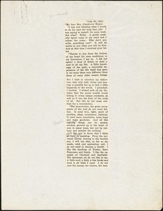 Bartolomeo Vanzetti printed letter to [Elizabeth] Glendower Evans, [Charlestown], 22 July 1921