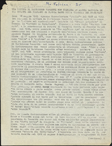 Bartolomeo Vanzetti typed letter (copy) to Giuseppe [Mori], [Charlestown, 1922]