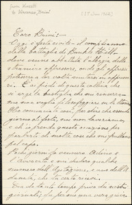 Bartolomeo Vanzetti autographed letter signed to Vincenzo Brini, [Charlestown, ca. 17 June 1922]