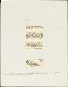 Bartolomeo Vanzetti printed extracts from two letters to Elizabeth Glendower Evans, [Charlestown], Summer 1923