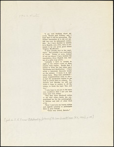 Bartolomeo Vanzetti printed letter to [Elizabeth Glendower Evans], [Charlestown], Winter 1923