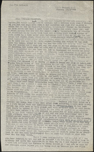 Elsie Hillsmith typed letter signed to Bartolomeo Vanzetti, South Danbury, N.H., 23 Jan 1923